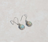 Silver white opal earrings