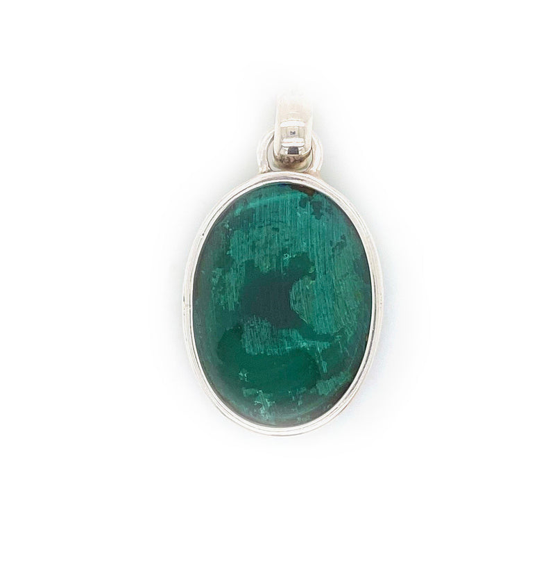 Silver Oval Malachite Pendant