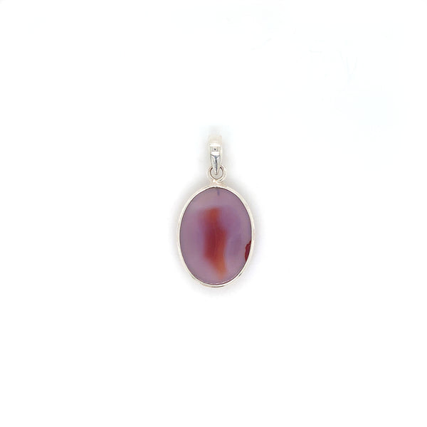 Silver Botswana Agate Pendant with Sterling Silver Surrounding