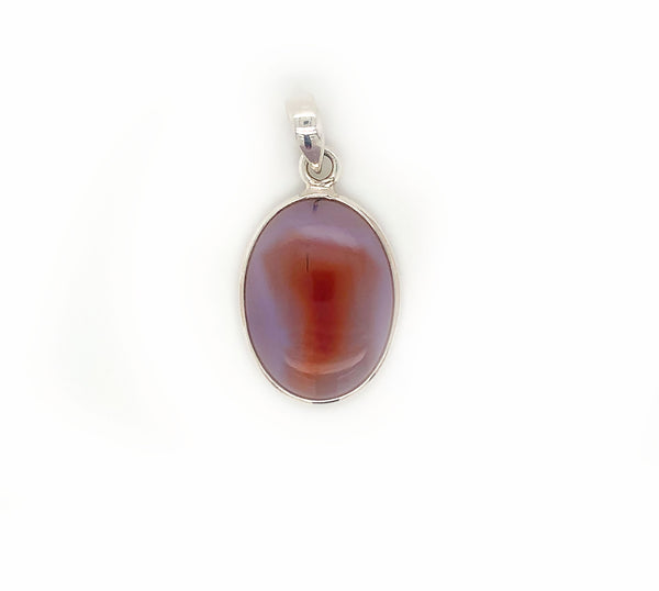 Silver Botswana Agate Pendant with Sterling Silver Surrounding