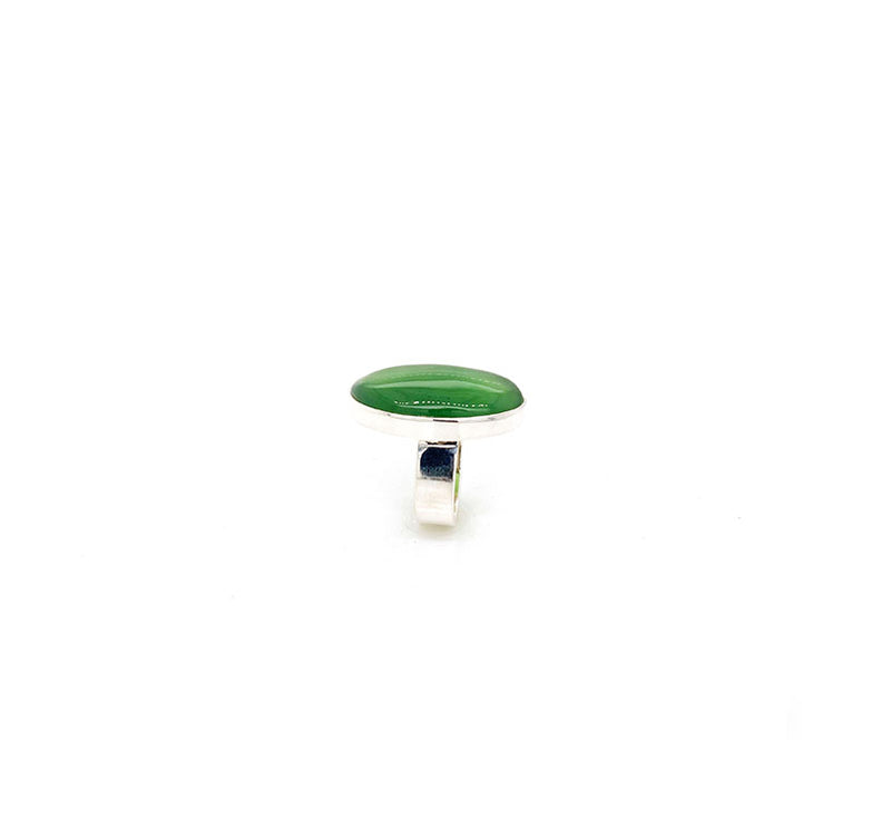 Silver Oval Jade Ring